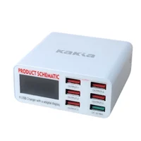 Carregador Celular Inteligente Usb Lcd 6 Portas Qc 3.0 Turbo Cor Branco