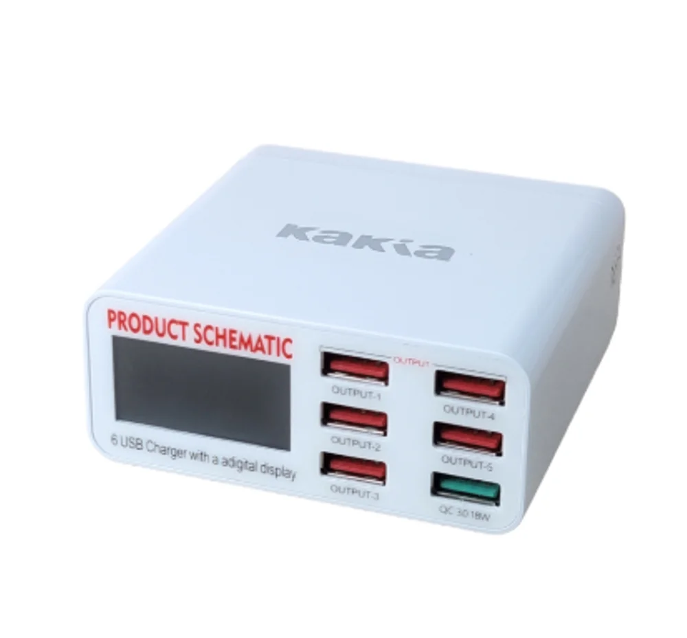 Carregador Celular Inteligente Usb Lcd 6 Portas Qc 3.0 Turbo Cor Branco