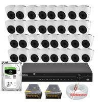 Kit Cftv 32 Câmeras De Segurança Intelbras Dvr 32 Canais Mhdx 1232 Com Hd 3TB + 500m De Cabo