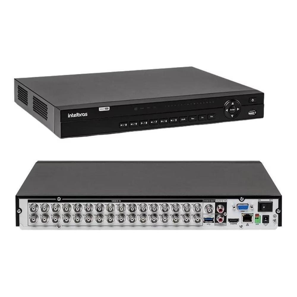 Kit Cftv 32 Câmeras De Segurança Intelbras Dvr 32 Canais Mhdx 1232 Com Hd 3TB + 500m De Cabo