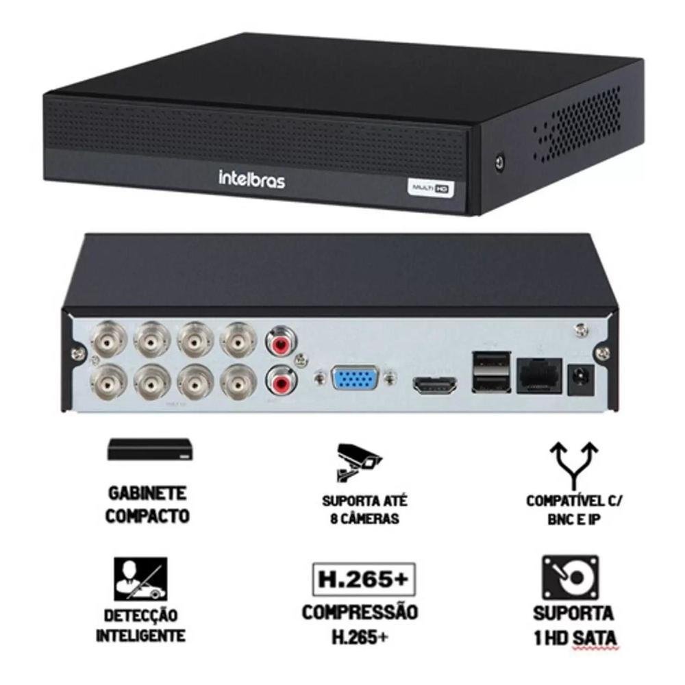 Kit 8 Câmeras Segurança Full Hd 1080p 2mp Bullet 20m Infra C/4 Full Color+dvr Intelbras 1008c S/hd