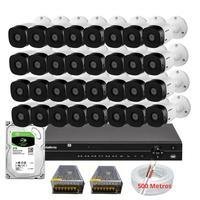 Kit Cftv 32 Câmeras Segurança Intelbras Dvr 32 Canais Mhdx 1232 Com Hd 3TB+500m De Cabeamento