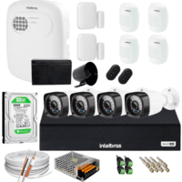 Kit Alarme Residencial + Kit 4 Câmeras Hd 720p Infra