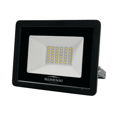 Refletor Blumenau De Led Slim 30w Preto Bivolt 6500k Luz Fria