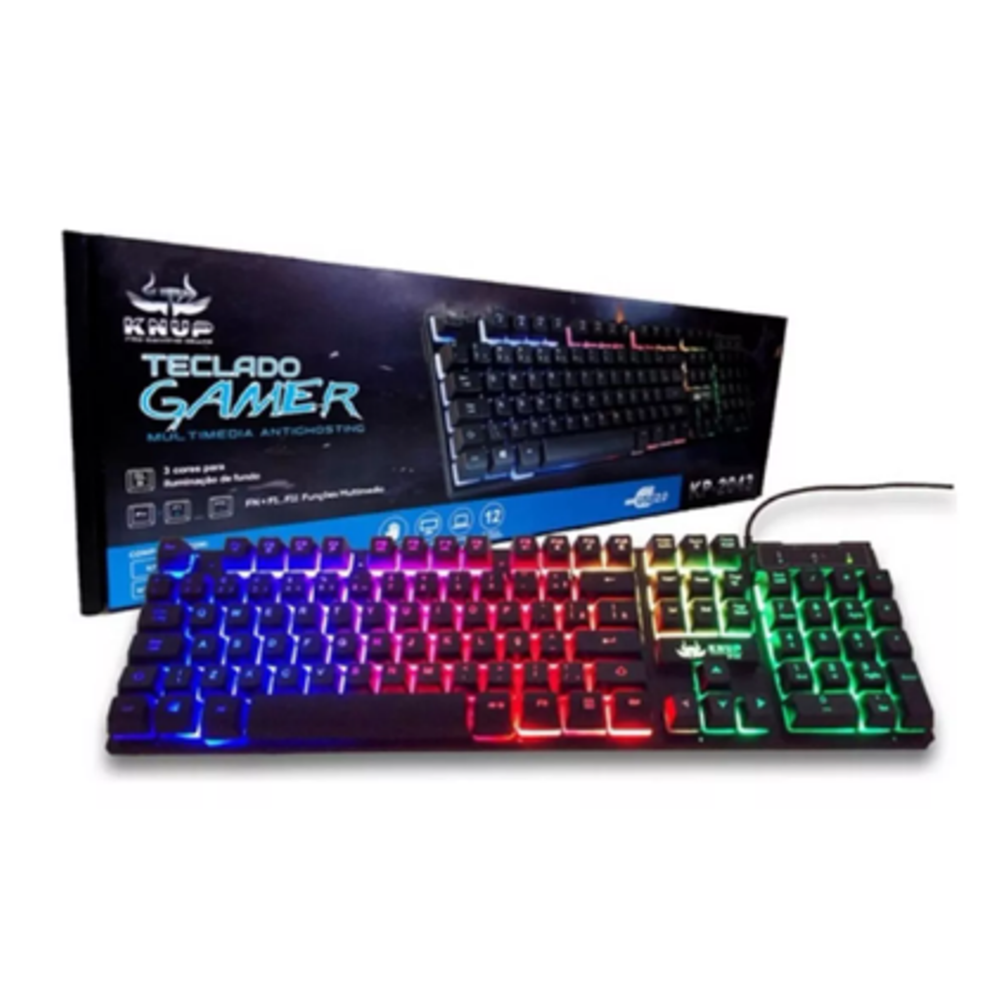 Imagem 3 de 3 do produto Teclado Gamer Semi Mecânico Knup Kp-2043, LED RGB, USB
