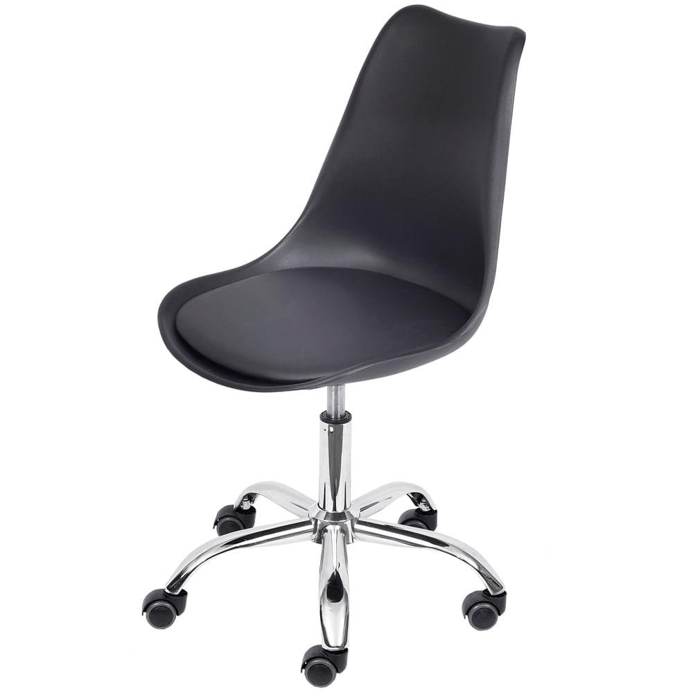 Cadeira LEDa Eames Polipropileno Cor Preto Com Base Rodizio Cromado - 69585