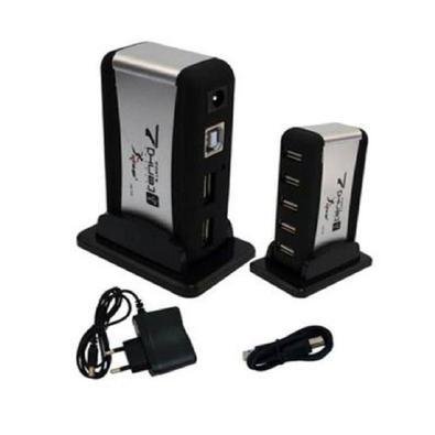 Mini Hub USB 2.0 Knup, 7 Portas em Torre, Fonte de Alimentação