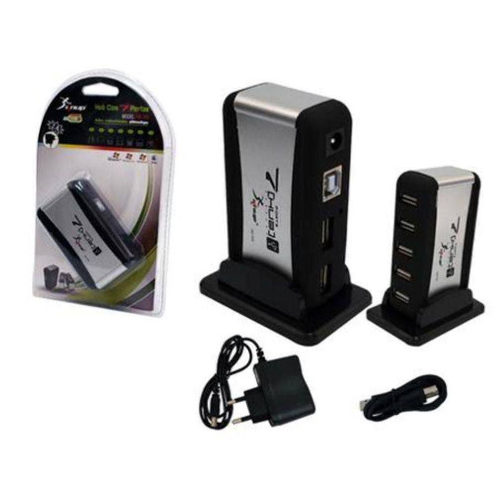 Imagem 2 de 3 do produto Mini Hub USB 2.0 Knup, 7 Portas em Torre, Fonte de Alimentação