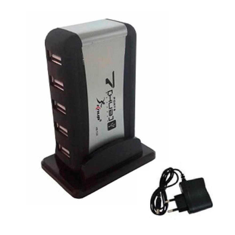 Imagem 3 de 3 do produto Mini Hub USB 2.0 Knup, 7 Portas em Torre, Fonte de Alimentação