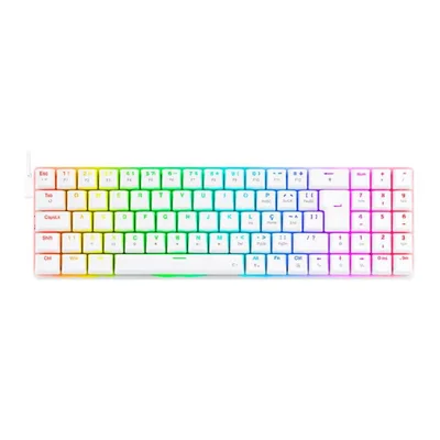Teclado Mecanico Gamer Ashe, RGB, Branco, Switch Azul