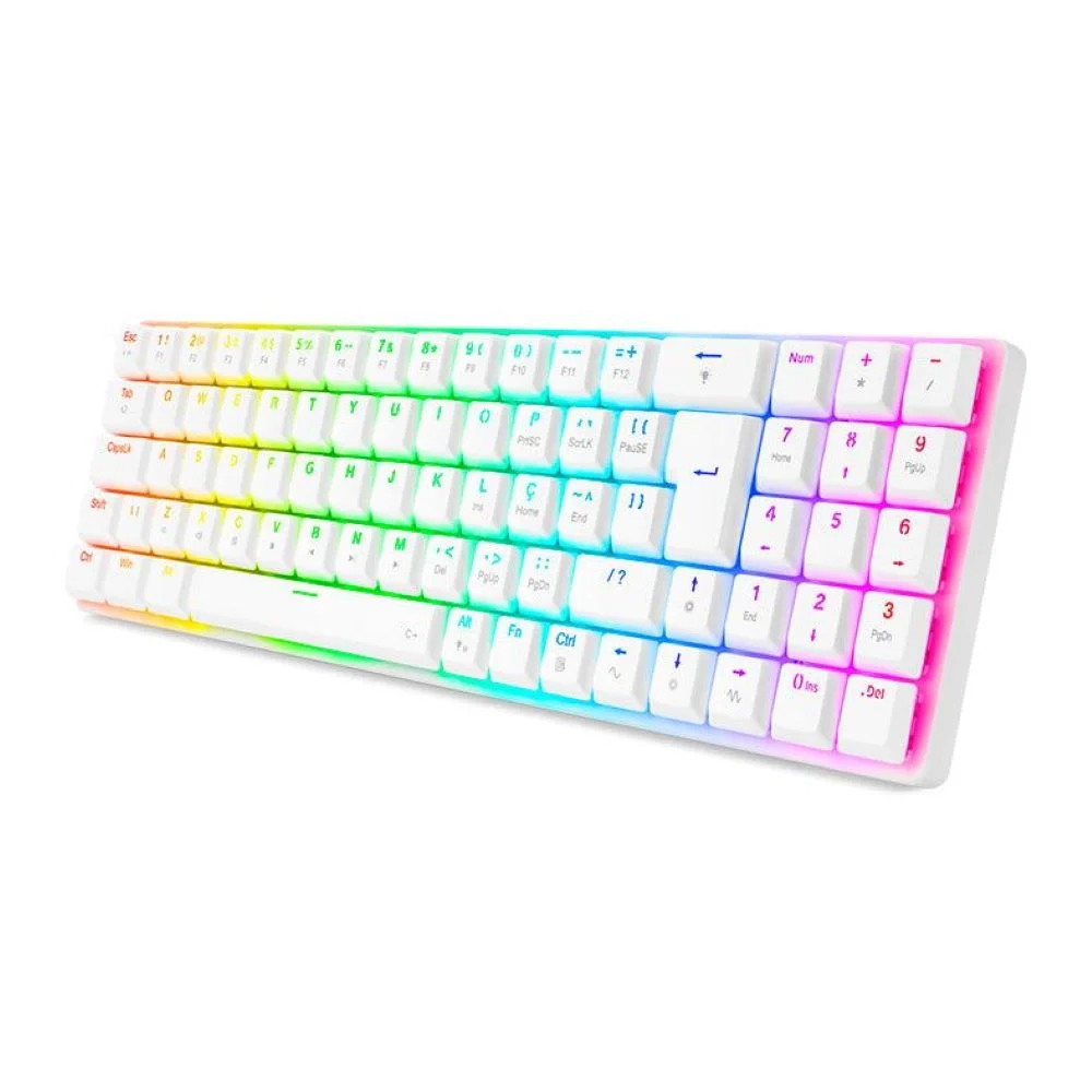 Imagem 2 de 5 do produto Teclado Mecanico Gamer Ashe, RGB, Branco, Switch Azul