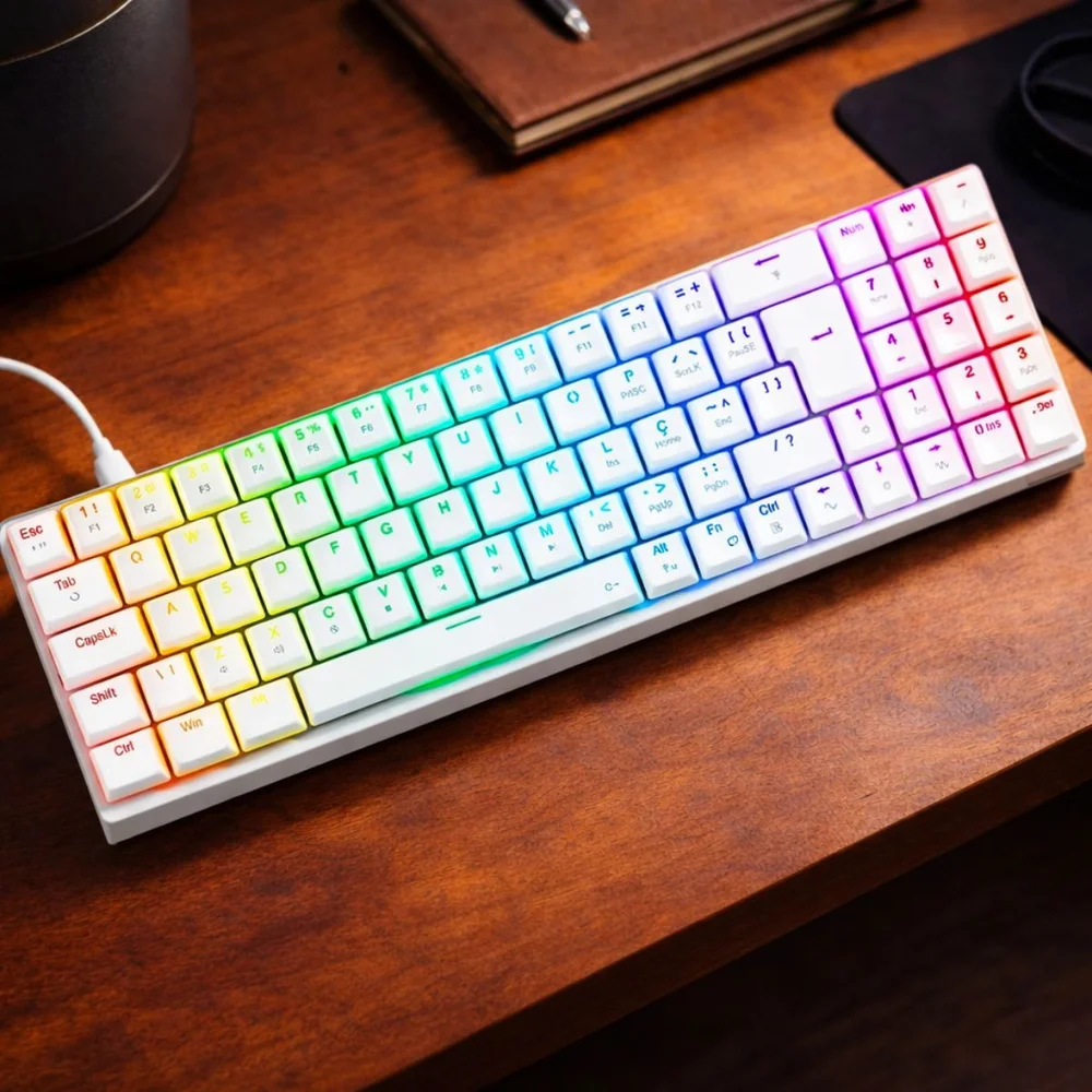 Imagem 3 de 5 do produto Teclado Mecanico Gamer Ashe, RGB, Branco, Switch Azul