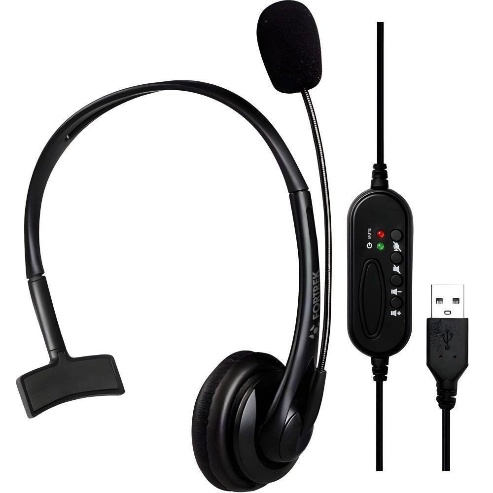 Headset Office Fortrek Fk731a, USB, Preto