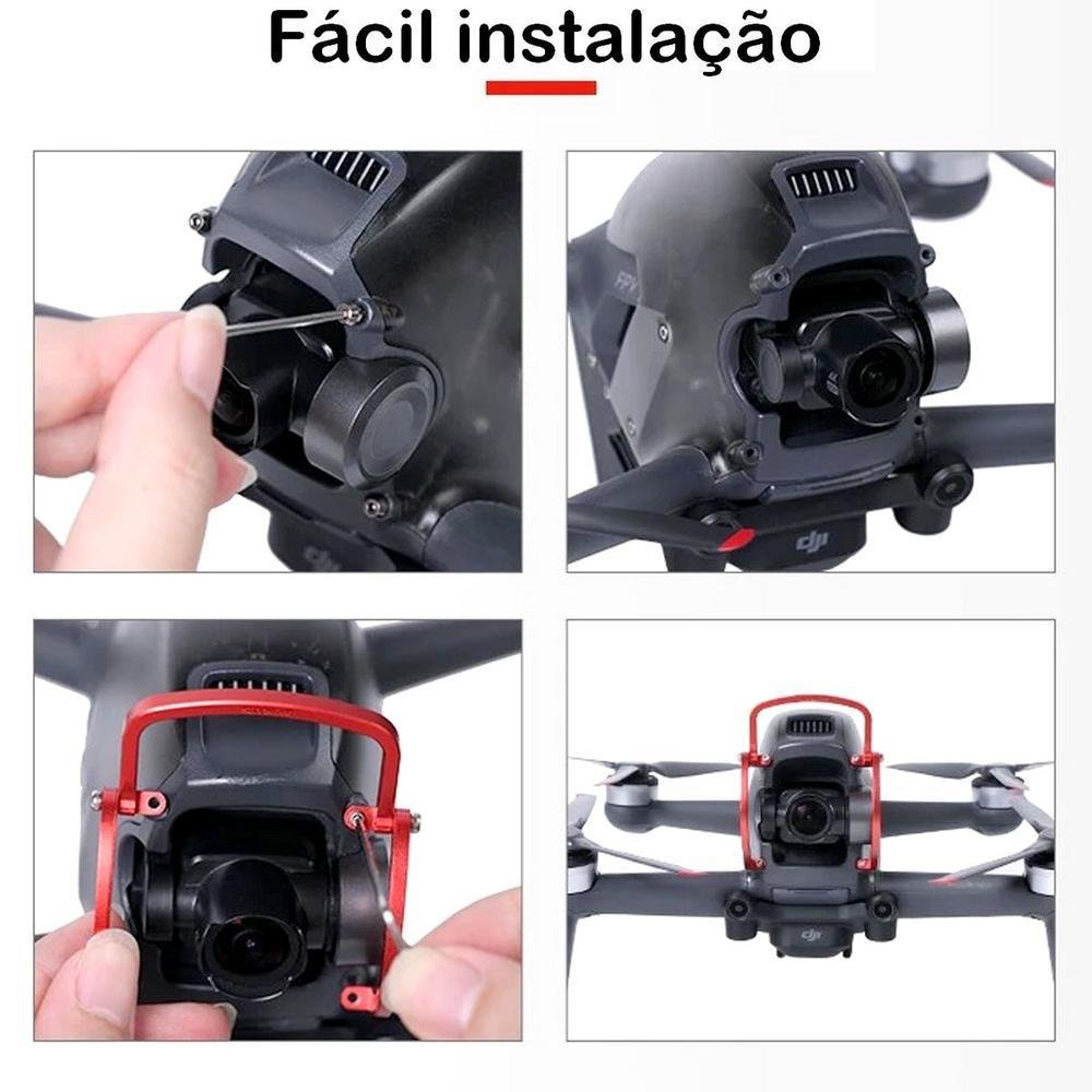 Protetor De Alumínio Para Gimbal De Drone Dji Fpv Cor:vermelho