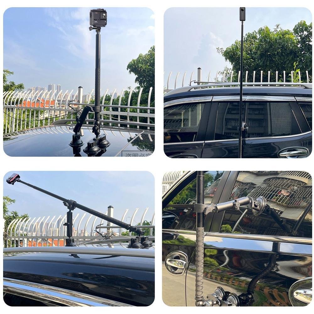 Ventosa Dupla + Suporte Garra Para Bastão De Selfie Em Carro