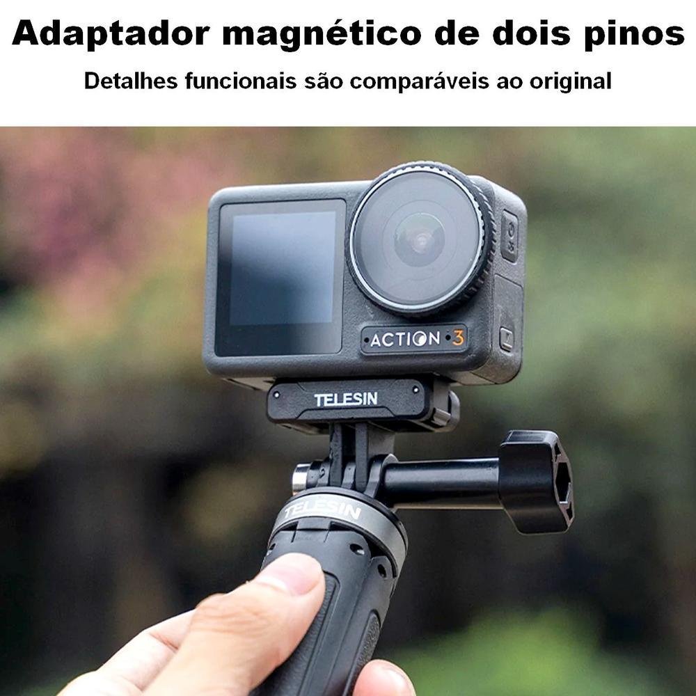 Adaptador Magnético Dois Pinos Para Dji Osmo Action 3 - Telesin Adaptador Magnético Dois Pinos Para Dji Osmo Action 3 - Telesin