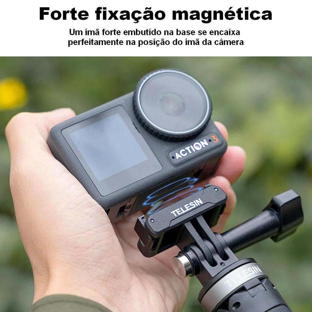 Adaptador Magnético Dois Pinos Para Dji Osmo Action 3 - Telesin Adaptador Magnético Dois Pinos Para Dji Osmo Action 3 - Telesin