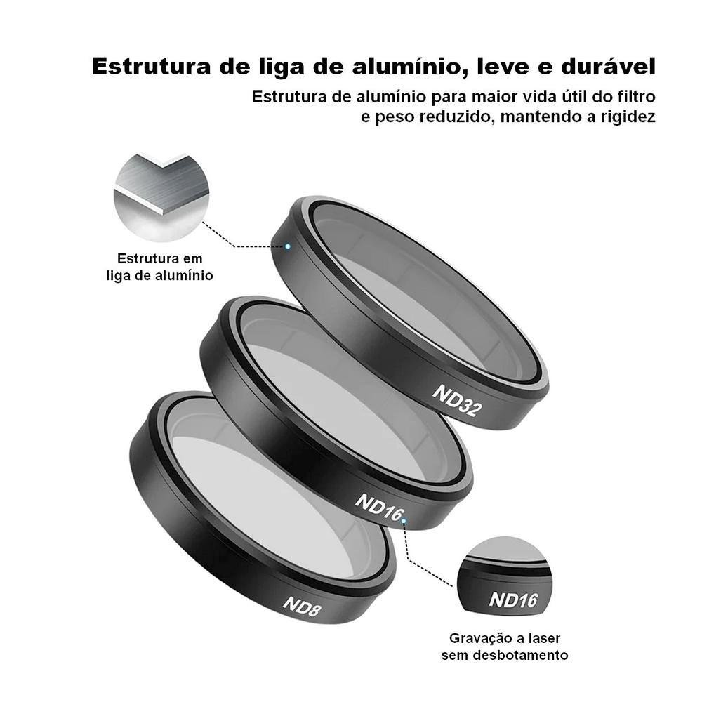 Imagem 4 de 5 do produto Kit Filtros Cpl E Nd8/16/32 Para Dji Osmo Action 3 - Telesin