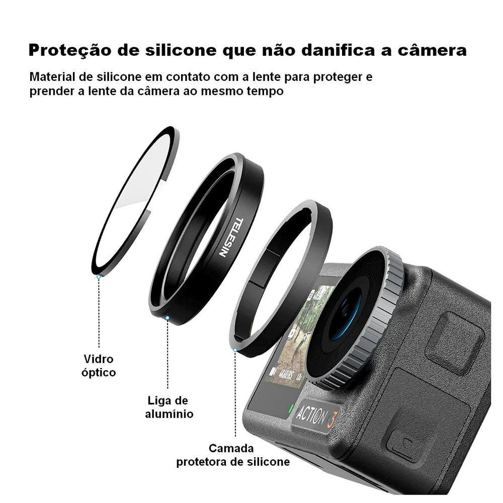 Imagem 5 de 5 do produto Kit Filtros Cpl E Nd8/16/32 Para Dji Osmo Action 3 - Telesin