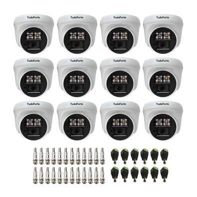 Kit 12 Câmeras De Segurança Dome Interna Full Hd 1080p Com Visão Noturna De 20 Metros E Lente 2.8mm Tudo Forte + Conectores