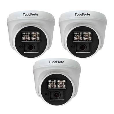 Kit 3 Câmeras De Segurança Dome Interna Full Hd 1080p Com Visão Noturna De 20 Metros E Lente 2.8mm Tudo Forte