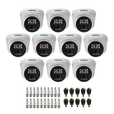 Kit 10 Câmeras De Segurança Dome Interna Full Hd 1080p Com Visão Noturna De 20 Metros E Lente 2.8mm Tudo Forte + Conectores