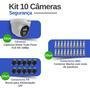 Kit 10 Câmeras De Segurança Dome Interna Full Hd 1080p Com Visão Noturna De 20 Metros E Lente 2.8mm Tudo Forte + Conectores