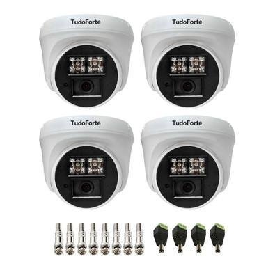 Kit 4 Câmeras De Segurança Dome Interna Full Hd 1080p Com Visão Noturna De 20 Metros E Lente 2.8mm Tudo Forte + Conectores