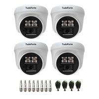 Kit 4 Câmeras De Segurança Dome Interna Full Hd 1080p Com Visão Noturna De 20 Metros E Lente 2.8mm Tudo Forte + Conectores
