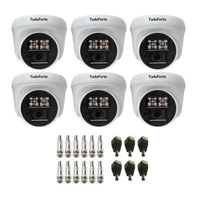 Kit 6 Câmeras De Segurança Dome Interna Full Hd 1080p Com Visão Noturna De 20 Metros E Lente 2.8mm Tudo Forte + Conectores
