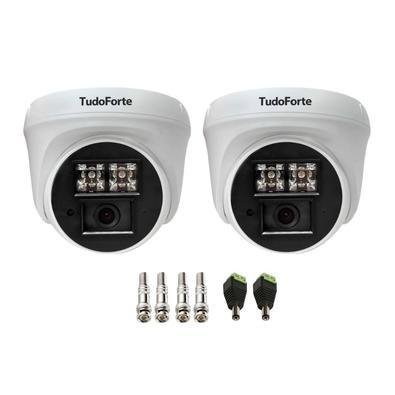 Kit 2 Câmeras De Segurança Dome Interna Full Hd 1080p Com Visão Noturna De 20 Metros E Lente 2.8mm Tudo Forte + Conectores