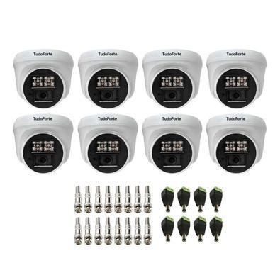 Kit 8 Câmeras De Segurança Dome Interna Full Hd 1080p Com Visão Noturna De 20 Metros E Lente 2.8mm Tudo Forte + Conectores