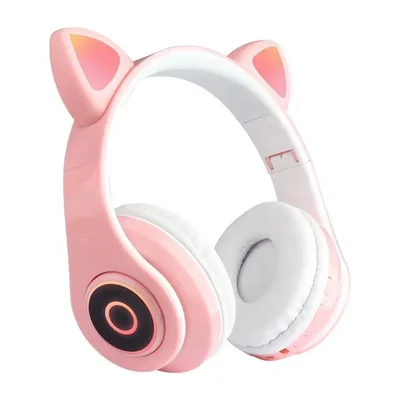 Fone De Ouvido Gatinho LED Colorido RGB Bluetooth E Rádio Fm Lef-1035.