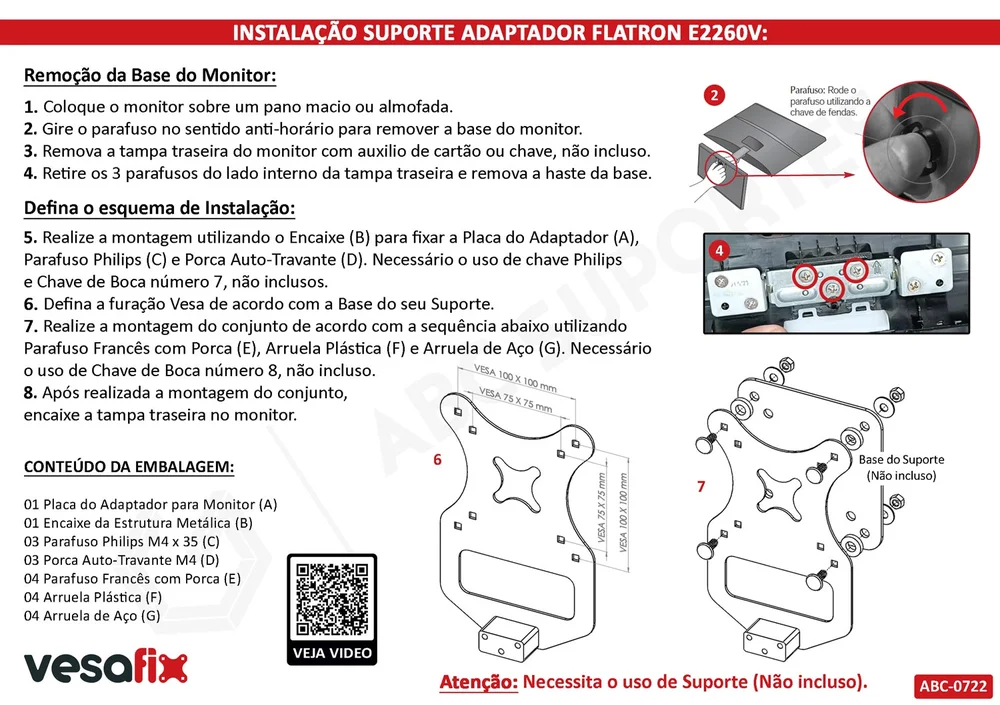 Imagem 3 de 5 do produto Adaptador Vesa Monitor Lg Flatron E2260v Sem Furação Vesa
