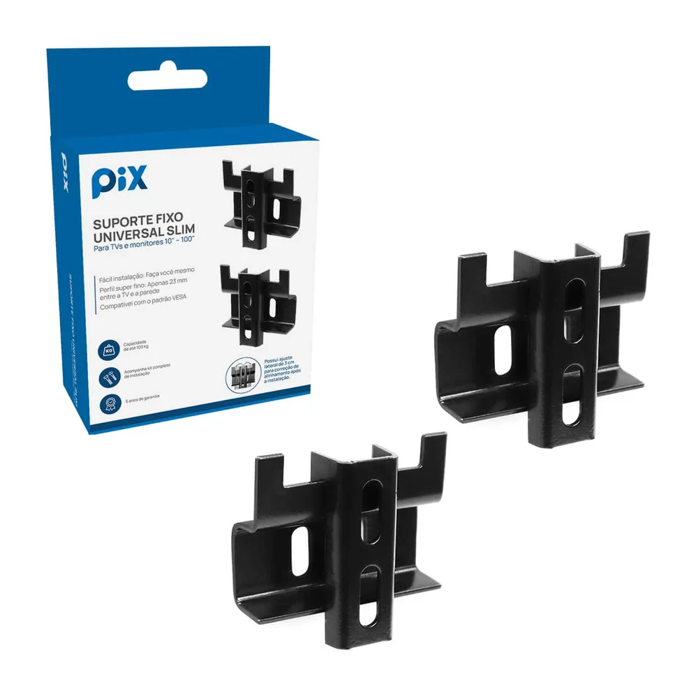 Imagem 2 de 5 do produto Suporte Para Tv Fixo Slim 10" A 85" Universal Pix - 079-0023