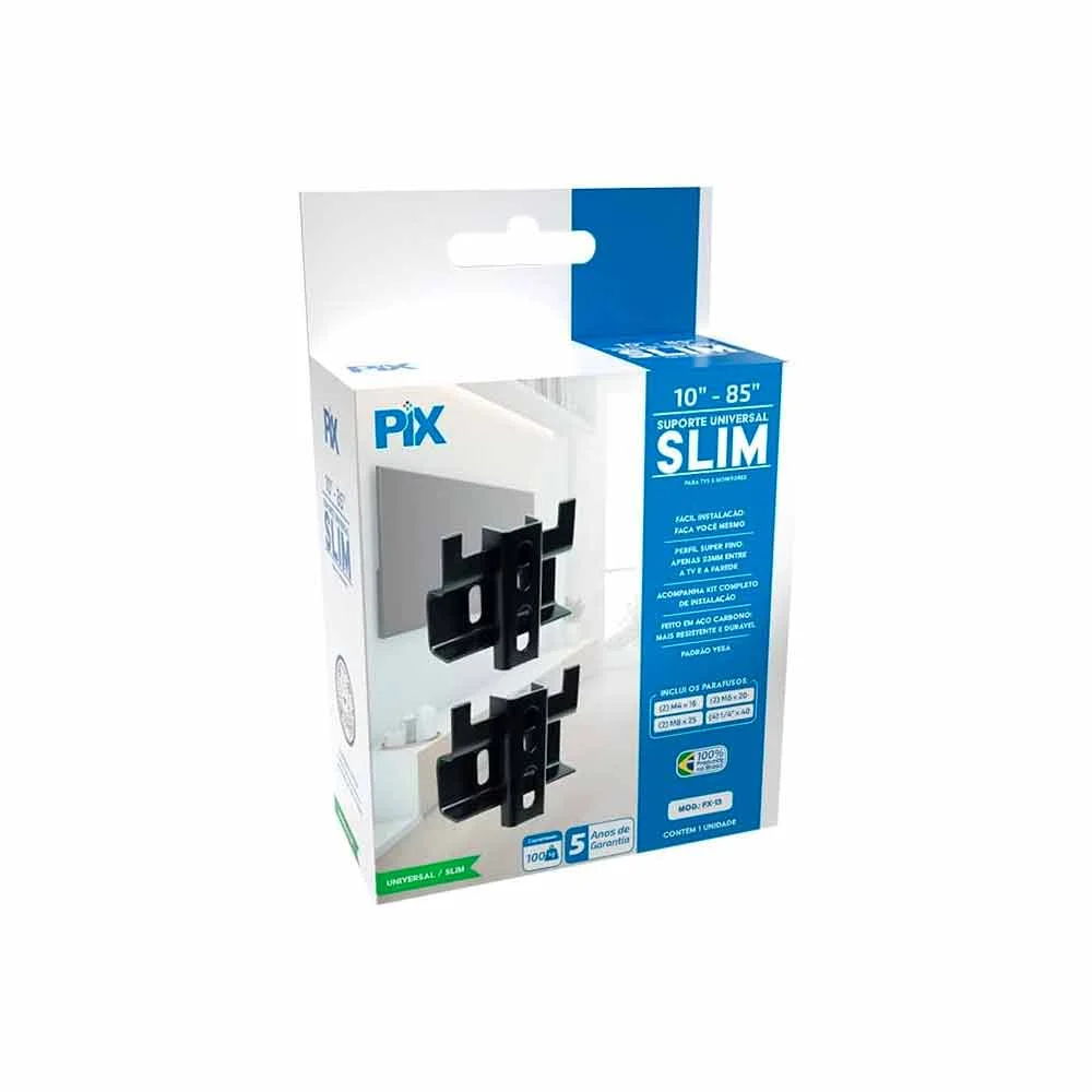 Imagem 5 de 5 do produto Suporte Para Tv Fixo Slim 10" A 85" Universal Pix - 079-0023