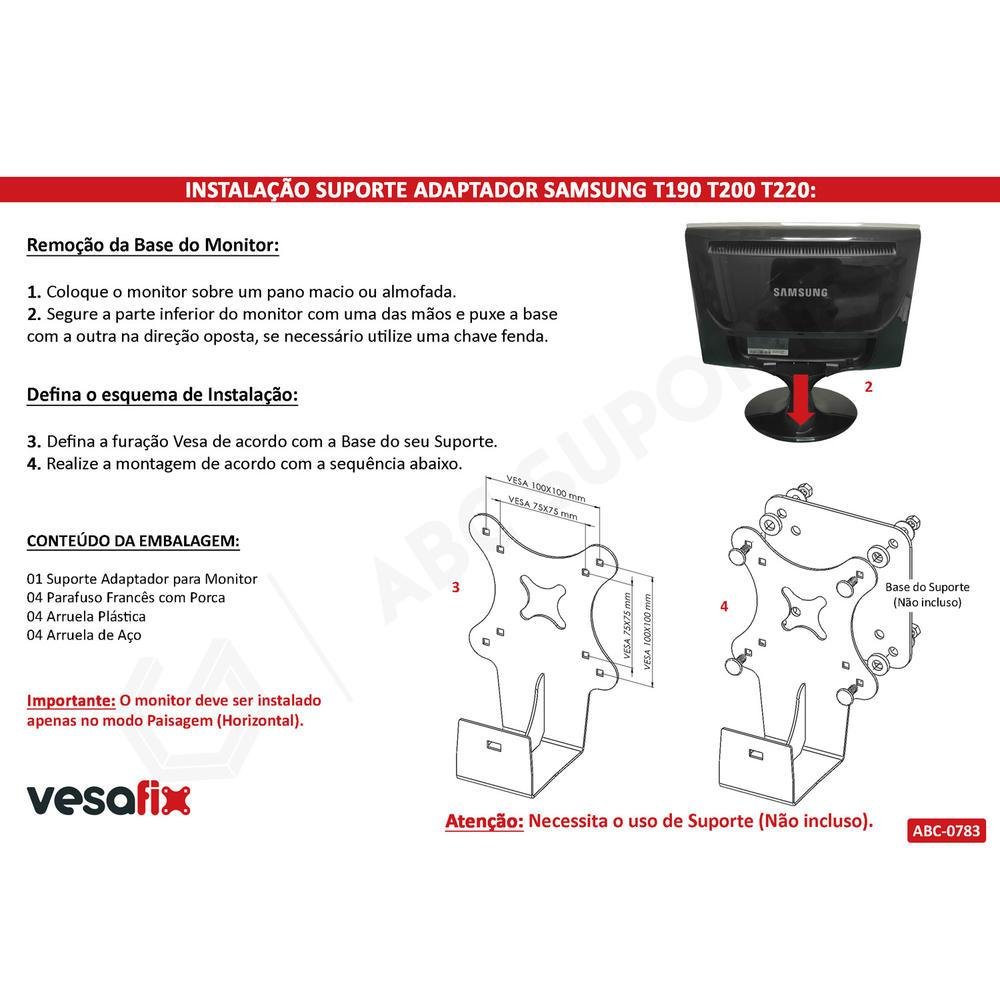 Imagem 2 de 4 do produto Adaptador Vesa Monitor Samsung T190 T200 T220 Sem Furação Vesa