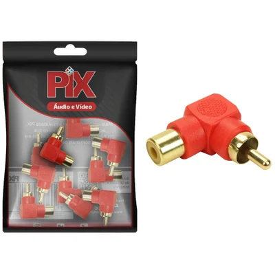 10x Plug Adaptador Rca Macho X Fêmea- (formato L) 90º Graus