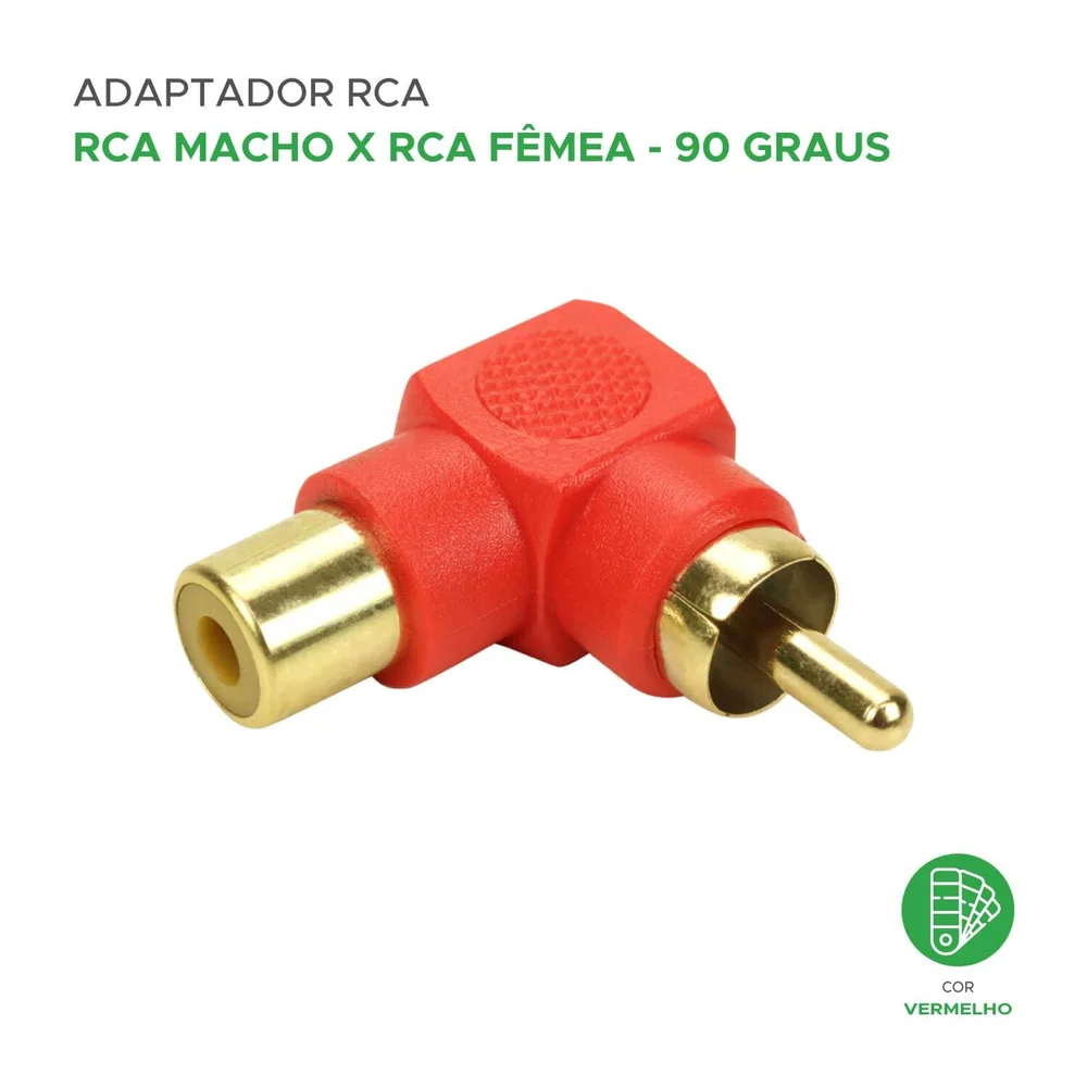 Imagem 3 de 4 do produto 10x Plug Adaptador Rca Macho X Fêmea- (formato L) 90º Graus