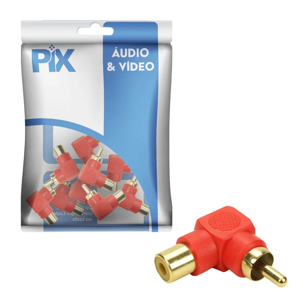 Imagem 4 de 4 do produto 10x Plug Adaptador Rca Macho X Fêmea- (formato L) 90º Graus