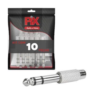 10x Plug Adaptador P10 Estéreo P/jack Rca Fêmea Profissional