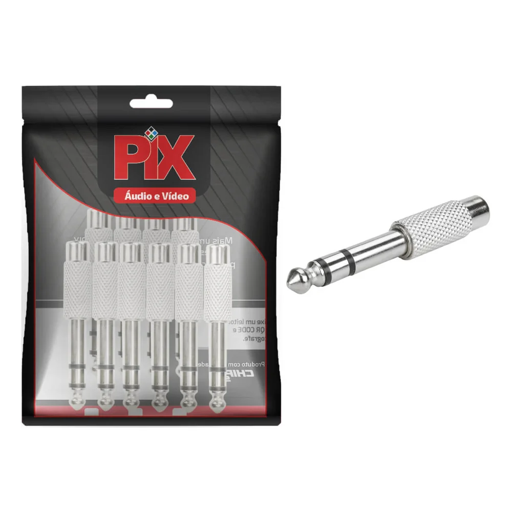 Imagem 3 de 3 do produto 10x Plug Adaptador P10 Estéreo P/jack Rca Fêmea Profissional