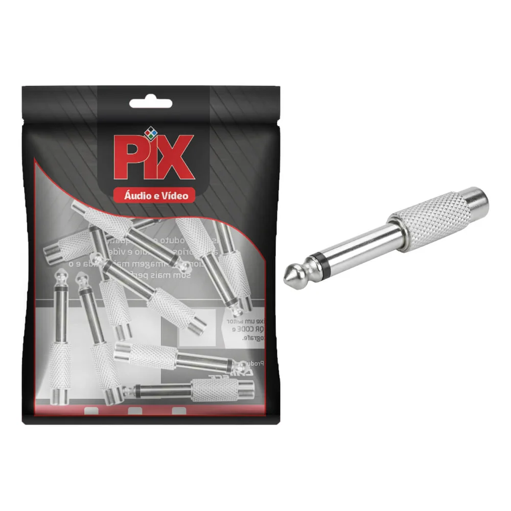 Imagem 3 de 3 do produto 10x Plug Adaptador P10 Mono Para Jack Rca Fêmea Profissional