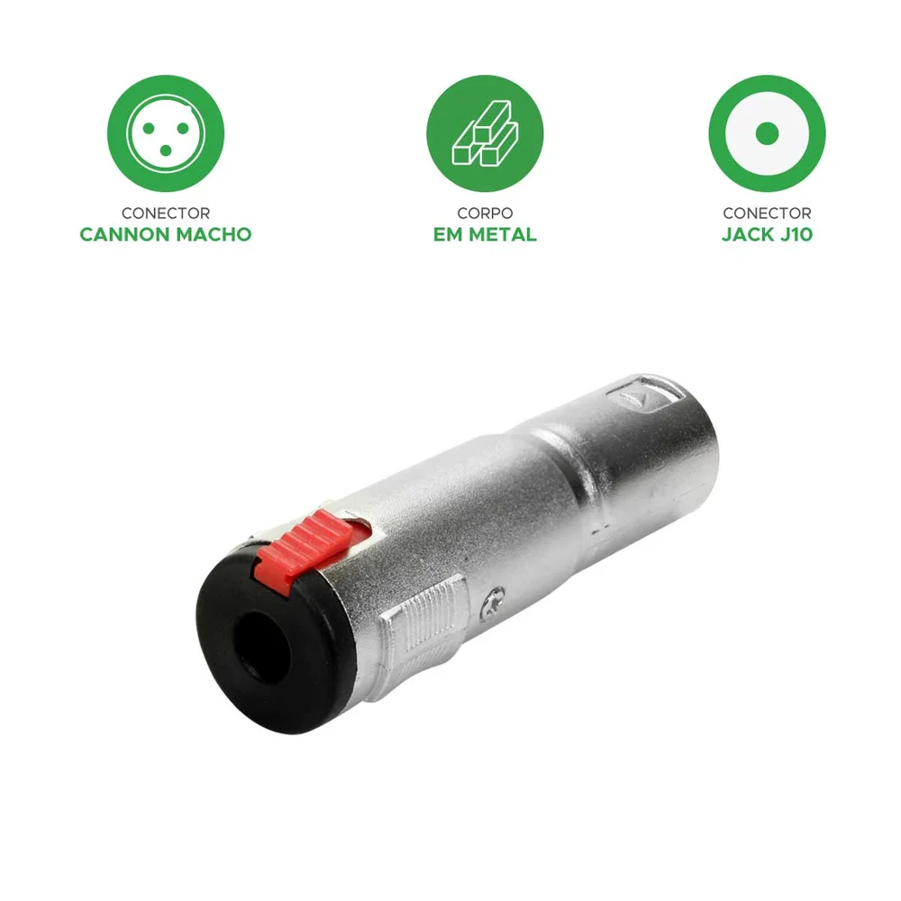 Imagem 2 de 4 do produto 3x Adaptador Canon Xlr Macho X Jack P10 Fêmea Emenda Conector