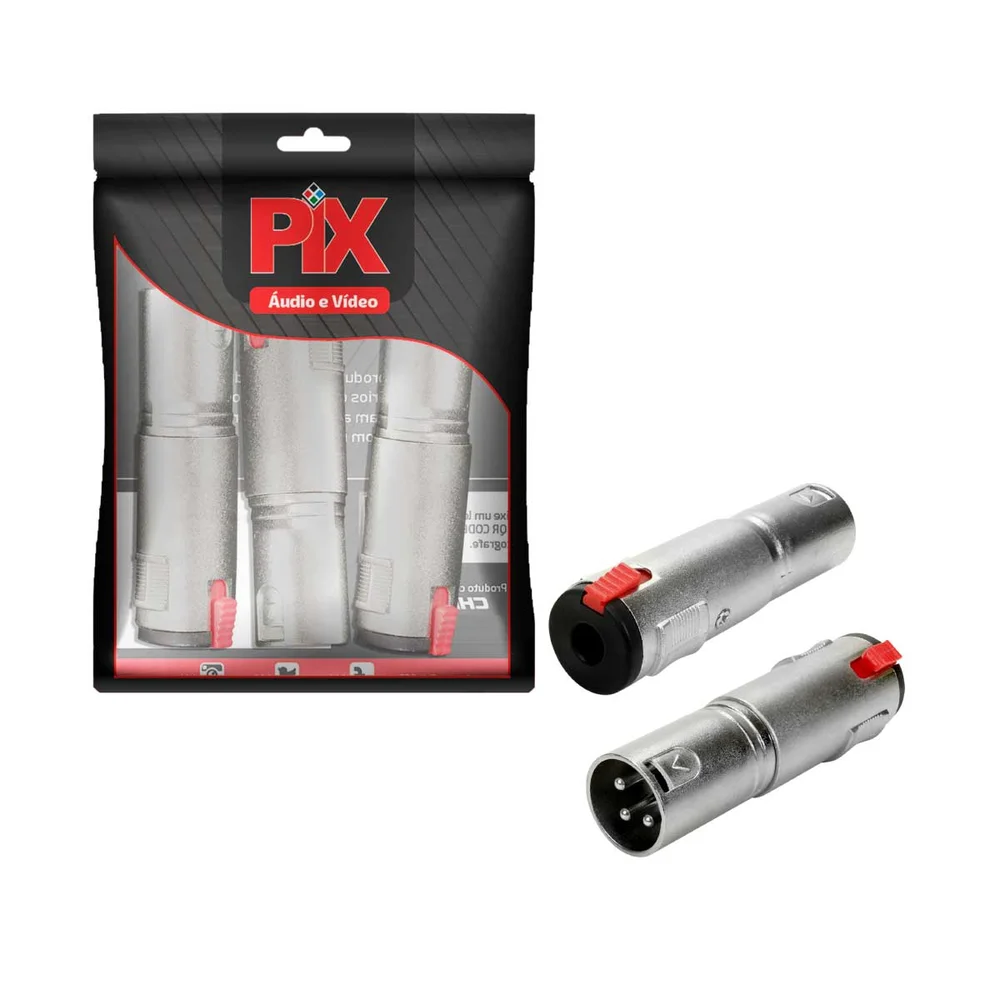 Imagem 3 de 4 do produto 3x Adaptador Canon Xlr Macho X Jack P10 Fêmea Emenda Conector