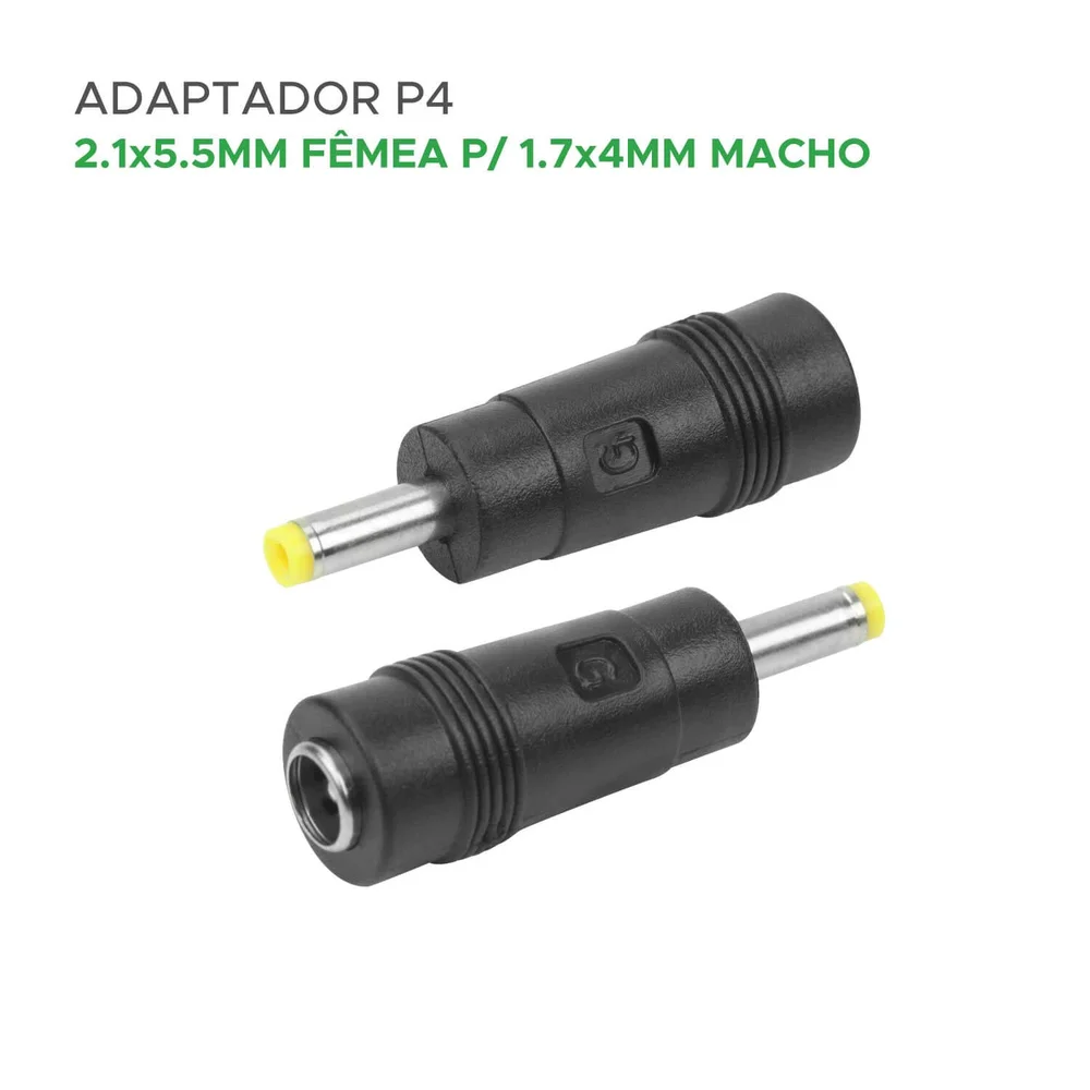 Imagem 3 de 5 do produto 10x Adaptador P4 2.1 X 5.5mm Fêmea Para 1.7 X 4mm Macho
