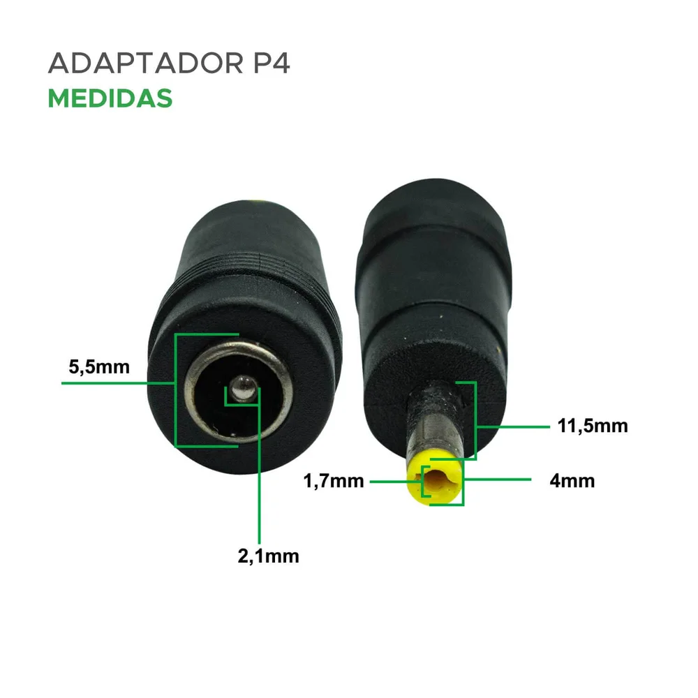 Imagem 4 de 5 do produto 10x Adaptador P4 2.1 X 5.5mm Fêmea Para 1.7 X 4mm Macho