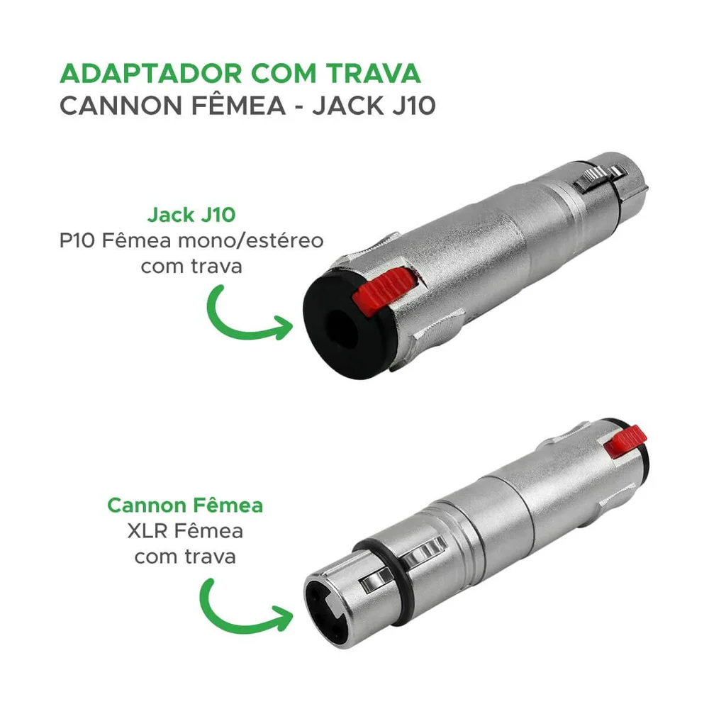 Imagem 3 de 4 do produto Adaptador Canon Xlr Fêmea X Jack P10 Fêmea Emenda Conector C/ Trava