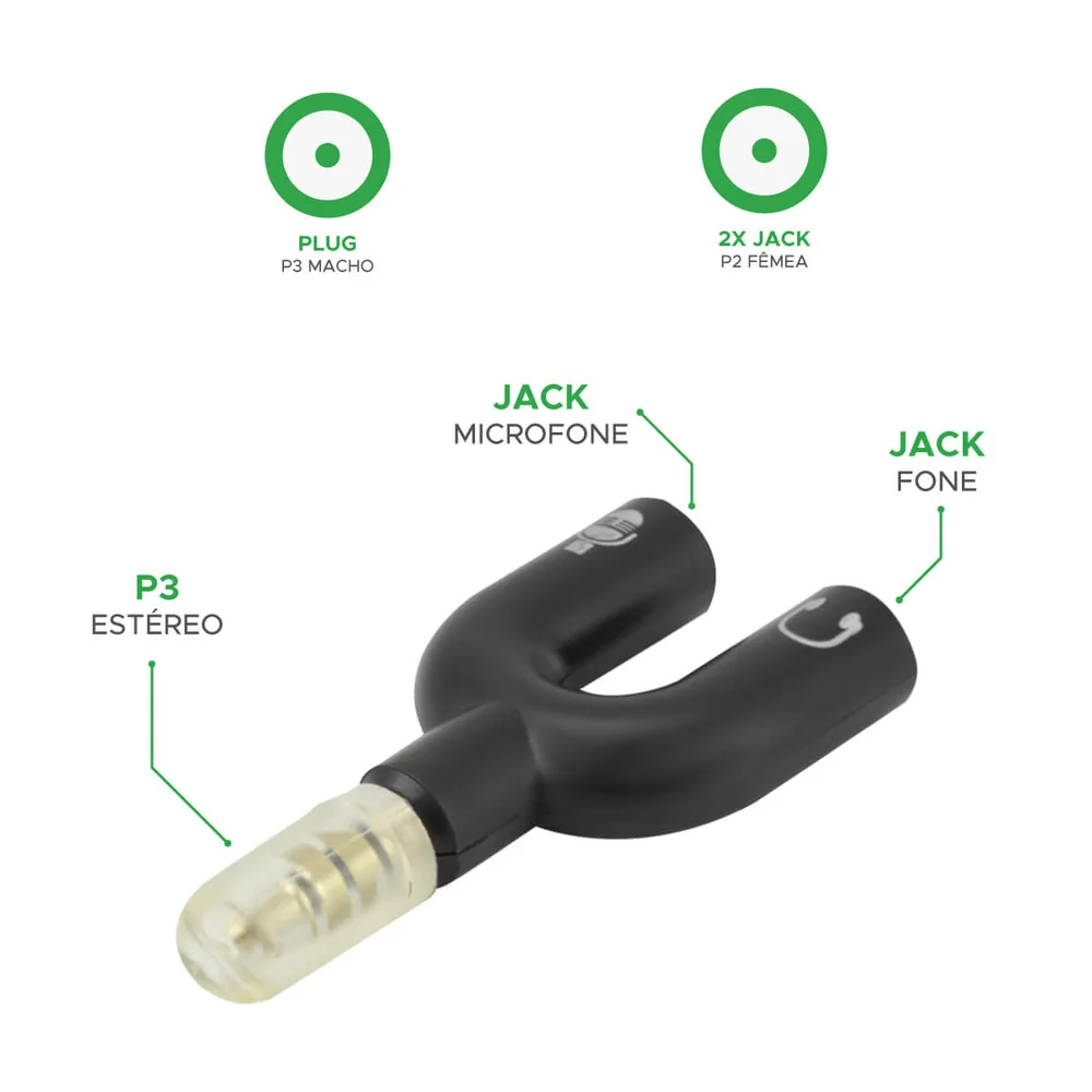 Imagem 2 de 4 do produto 10x Adaptador Splitter P2 X P3 Para Headset Fone E Microfone