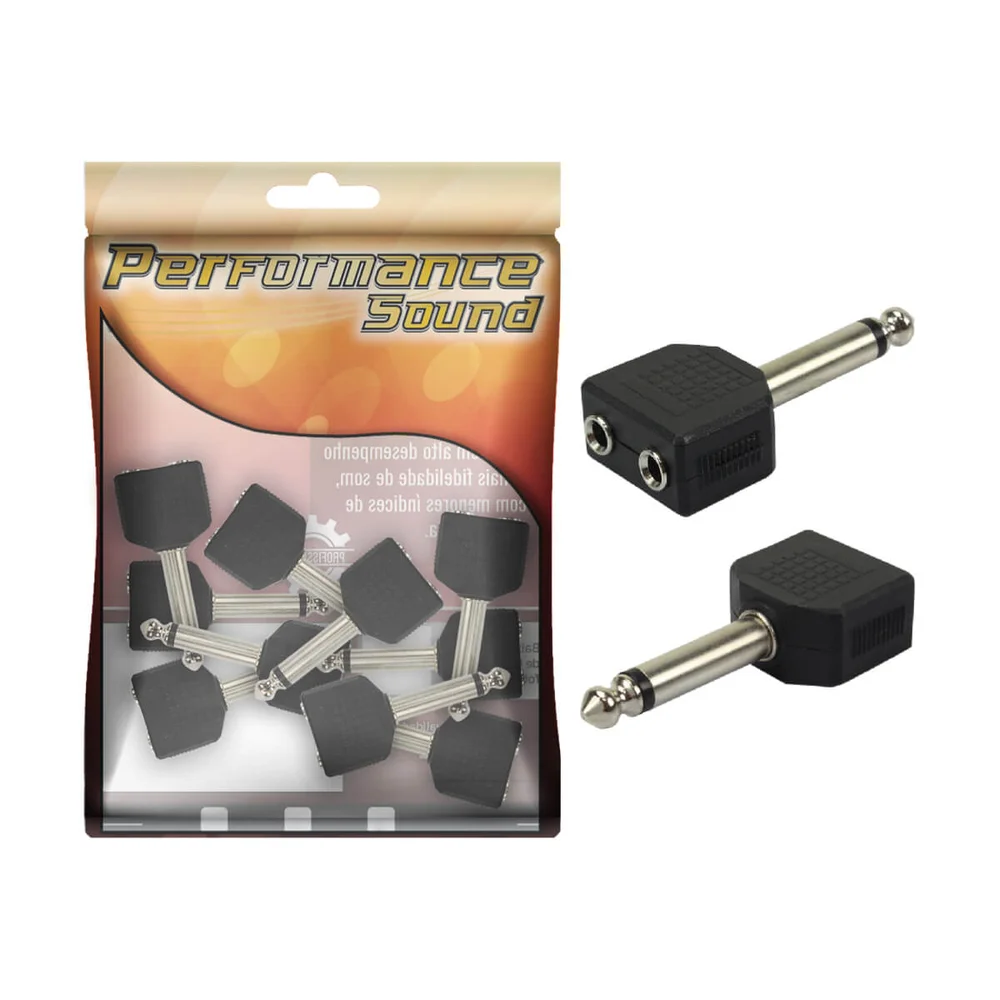 Imagem 3 de 4 do produto 10x Adaptador P10 Macho Mono X Duplo J2/p2 Fêmea Mono